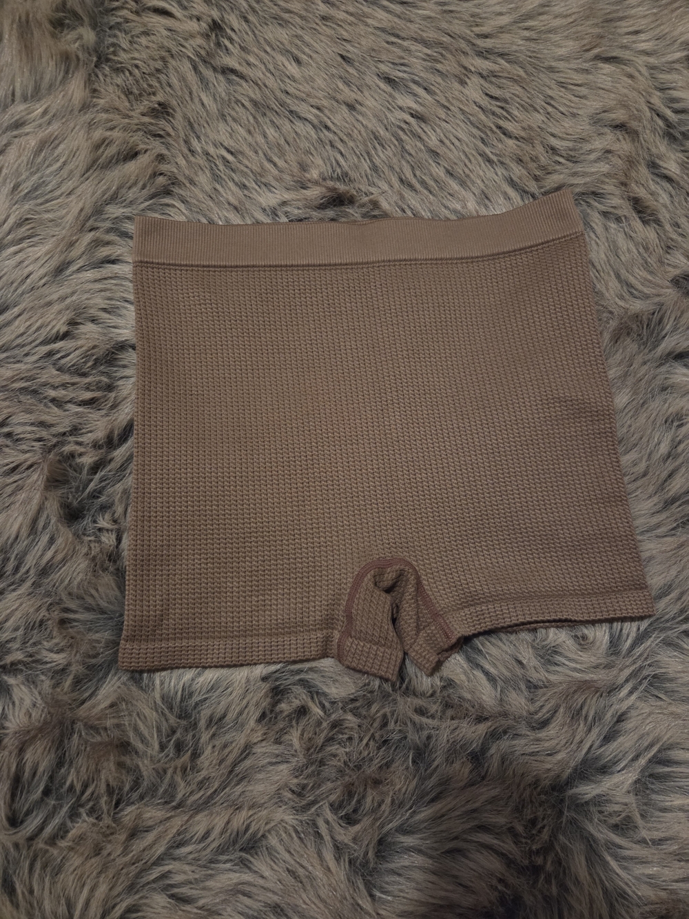 Colsie Seamless Waffle-Knit Boyshorts — Taupe Brown